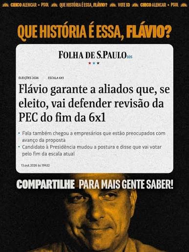 Flávio Bolsonaro pode tentar barrar o fim da escala 6×1 se chegar à Presidência.